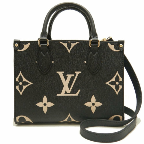 路易威登 Louis Vuitton 雙色 Monogram OnTheGo PM M45659 手提包 黑色 Empreinte 米色 女款 253836