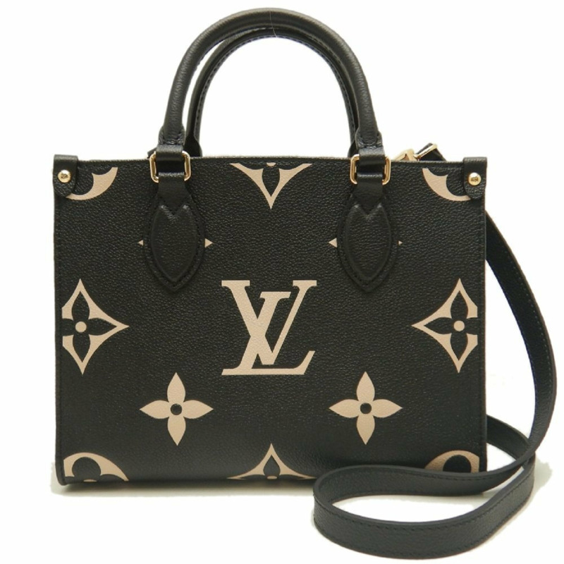 路易威登 Louis Vuitton 雙色 Monogram OnTheGo PM M45659 手提包 黑色 Empreinte 米色 女款 253836-1