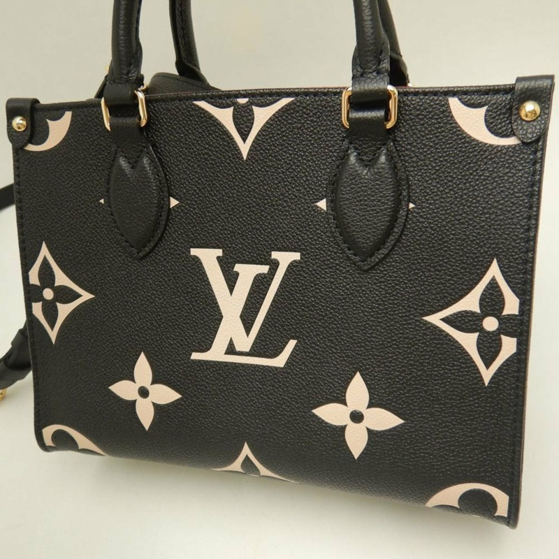 路易威登 Louis Vuitton 雙色 Monogram OnTheGo PM M45659 手提包 黑色 Empreinte 米色 女款 253836-3