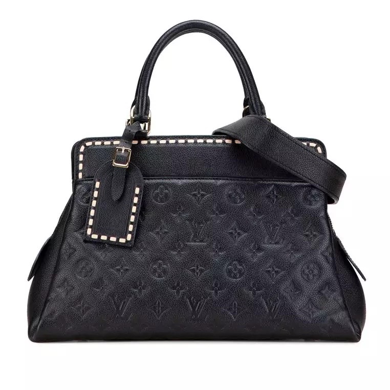 Louis Vuitton Monogram Empreinte Vosges MM 黑花壓紋LV M41491 VOSGES編織飾邊兩用包LV包包-2