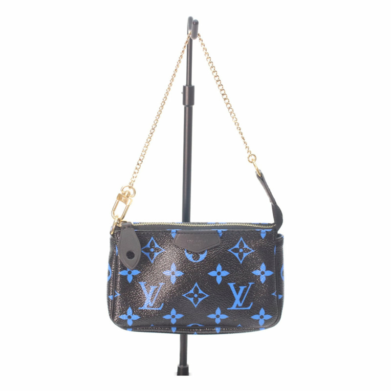 路易威登 M67237 Monogram Noir 迷你手拿包 黑色 藍色 金色五金 女士-0