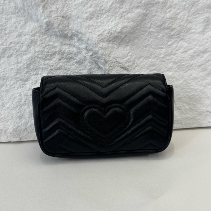 Gucci 古馳 黑金 marmont 馬蒙 mini 有龍蝦扣 鏈條包 原始成色-2
