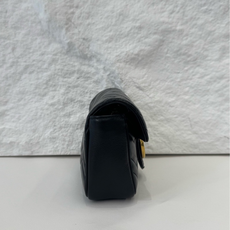 Gucci 古馳 黑金 marmont 馬蒙 mini 有龍蝦扣 鏈條包 原始成色-3