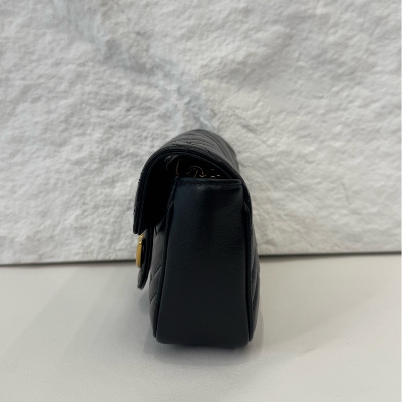 Gucci 古馳 黑金 marmont 馬蒙 mini 有龍蝦扣 鏈條包 原始成色-4