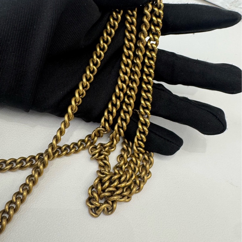 Gucci 古馳 黑金 marmont 馬蒙 mini 有龍蝦扣 鏈條包 原始成色-6