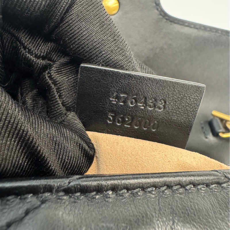Gucci 古馳 黑金 marmont 馬蒙 mini 有龍蝦扣 鏈條包 原始成色-7