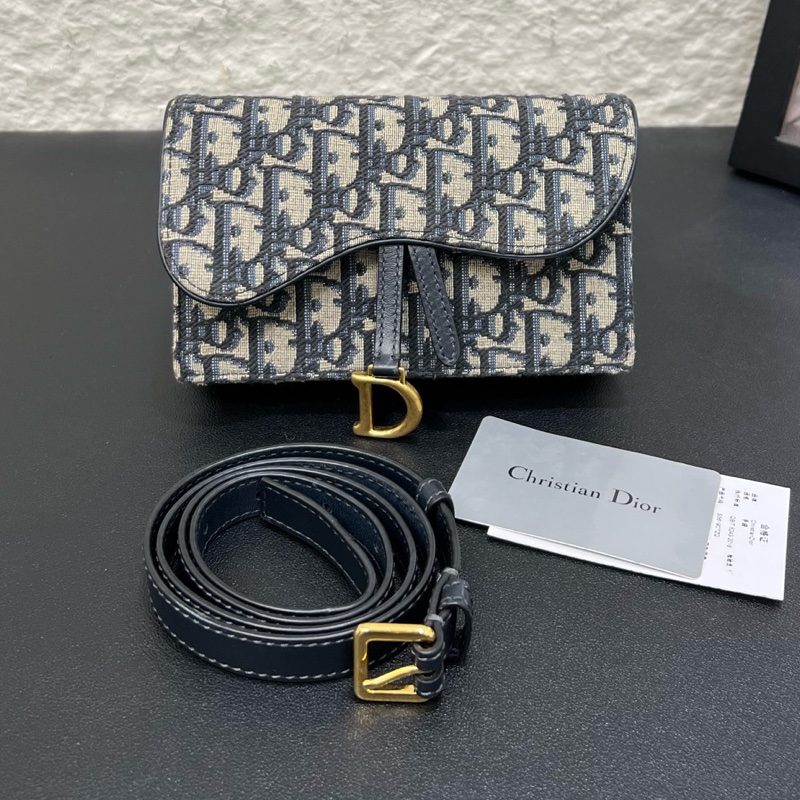98新Dior迪奧Oblique saddle老花馬鞍腰包胸包-0