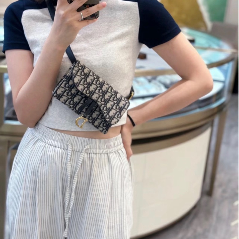 98新Dior迪奧Oblique saddle老花馬鞍腰包胸包-8