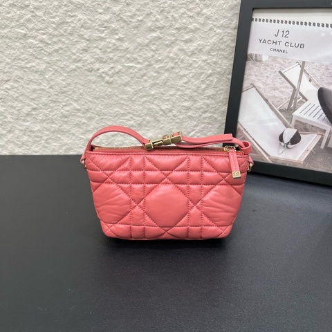 99新Dior迪奧Travel Nomad粉色藤格紋mini手提飯盒包