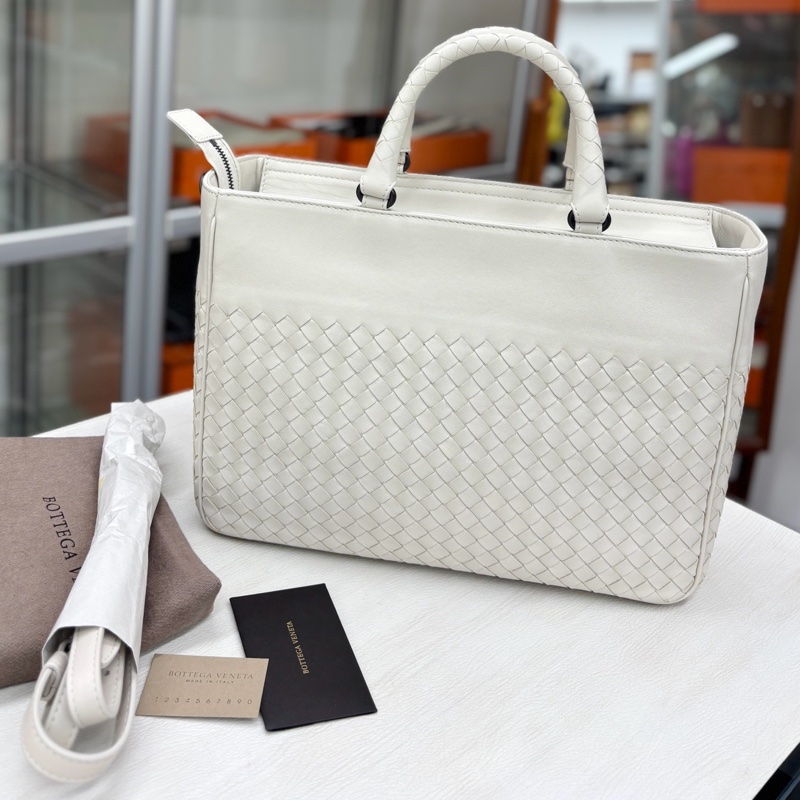 【全新品】BV Bottega Veneta 象牙白編織公文包手提斜挎包-0