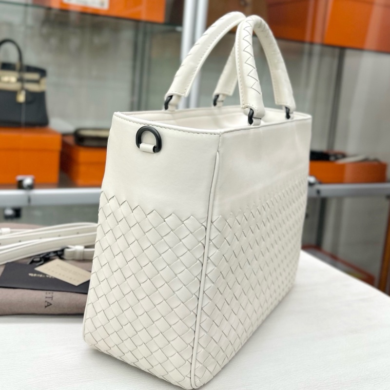 【全新品】BV Bottega Veneta 象牙白編織公文包手提斜挎包-2