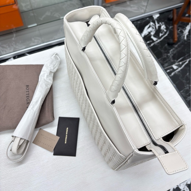 【全新品】BV Bottega Veneta 象牙白編織公文包手提斜挎包-4