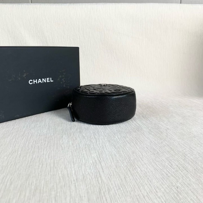 Chanel 黑銀山茶花圓餅包 黑色銀扣 荔枝皮 12*12*5 95新 配件 盒子 塵袋 說明書 保卡-7