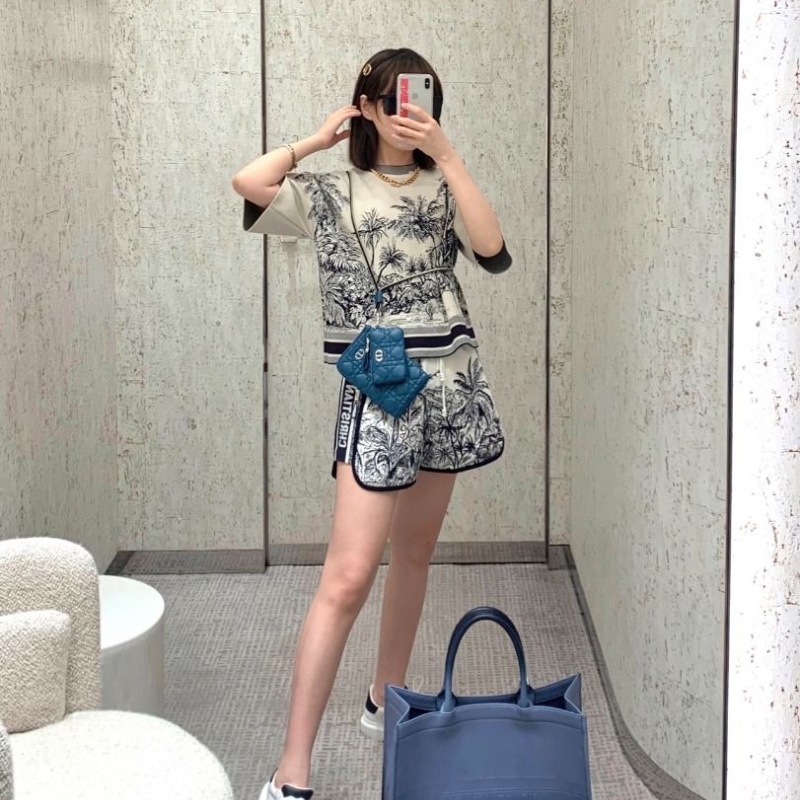 Dior caro二合一多功能斜背包孔雀藍 羊皮 大包11*19*1 小:12*8*1 9新 配件子包 肩帶 塵袋-0