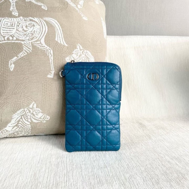 Dior caro二合一多功能斜背包孔雀藍 羊皮 大包11*19*1 小:12*8*1 9新 配件子包 肩帶 塵袋-7