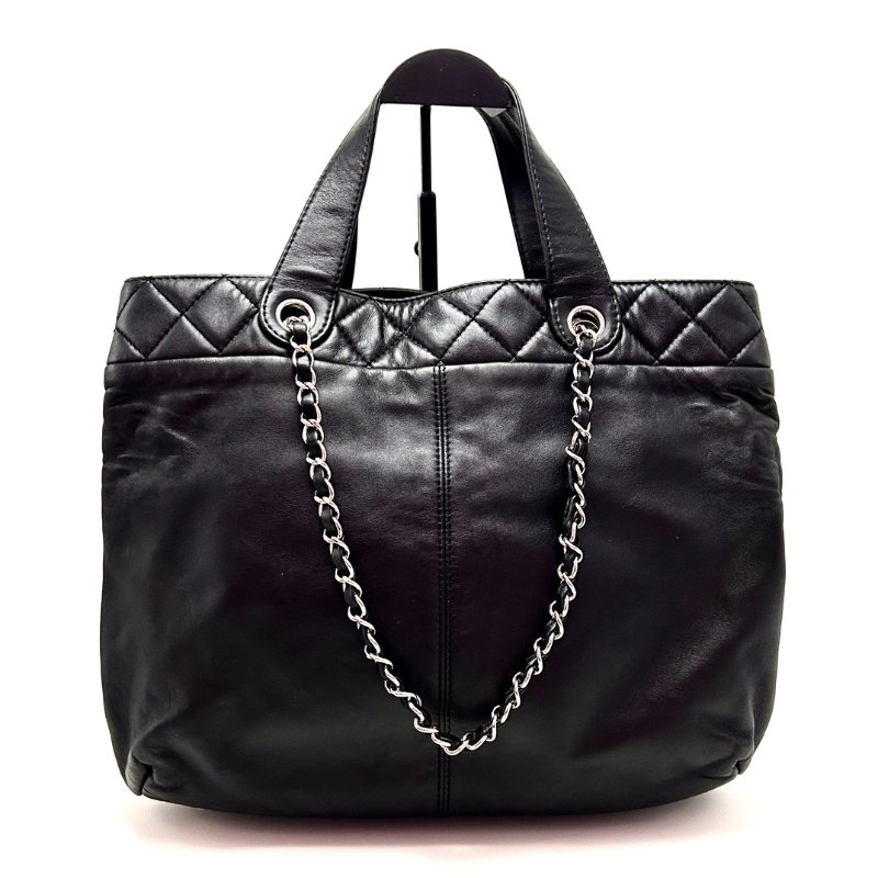 ️CHANEL 黑銀中古手提肩背斜背托特包 32*27*8.5 98新配件塵袋保卡-4