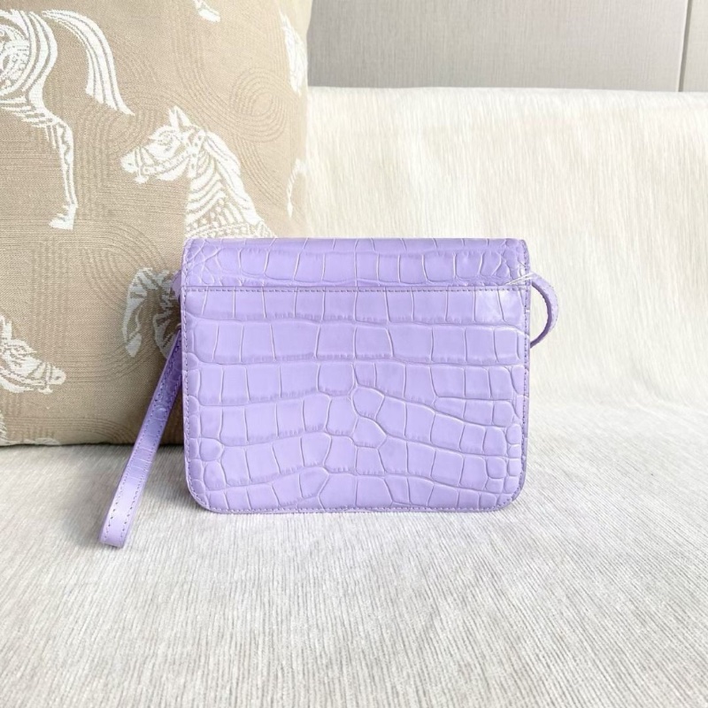 Balenciaga 香芋紫 鱷魚壓紋豆腐包 18*14*6 9新 配件肩帶 塵袋-2