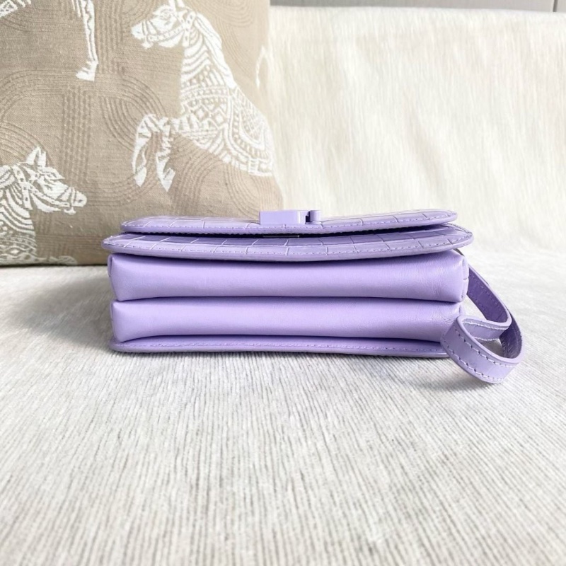Balenciaga 香芋紫 鱷魚壓紋豆腐包 18*14*6 9新 配件肩帶 塵袋-5