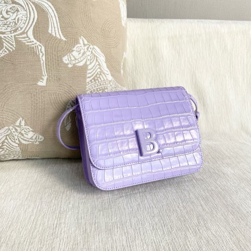Balenciaga 香芋紫 鱷魚壓紋豆腐包 18*14*6 9新 配件肩帶 塵袋-6