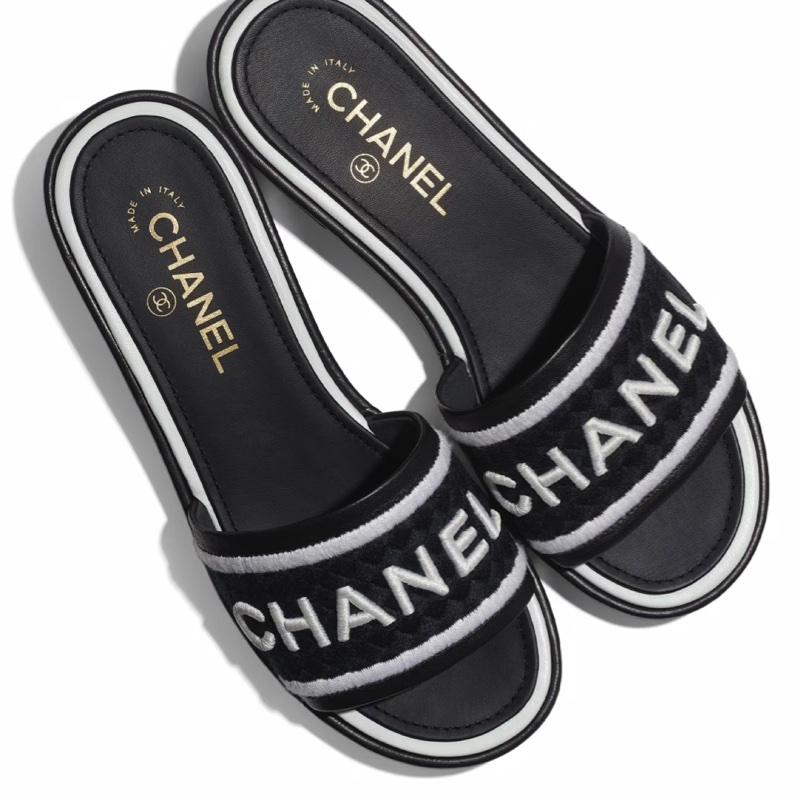 Chanel 黑白刺繡涼拖鞋 / 春夏爆款必備🏝️-12