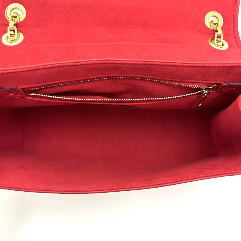LV SaintGermain紅色老花壓紋牛皮肩背斜背包27*16*8 98新配件塵袋-5