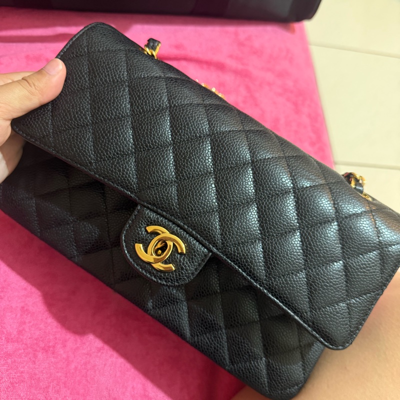CHANEL CF中號 黑金-1