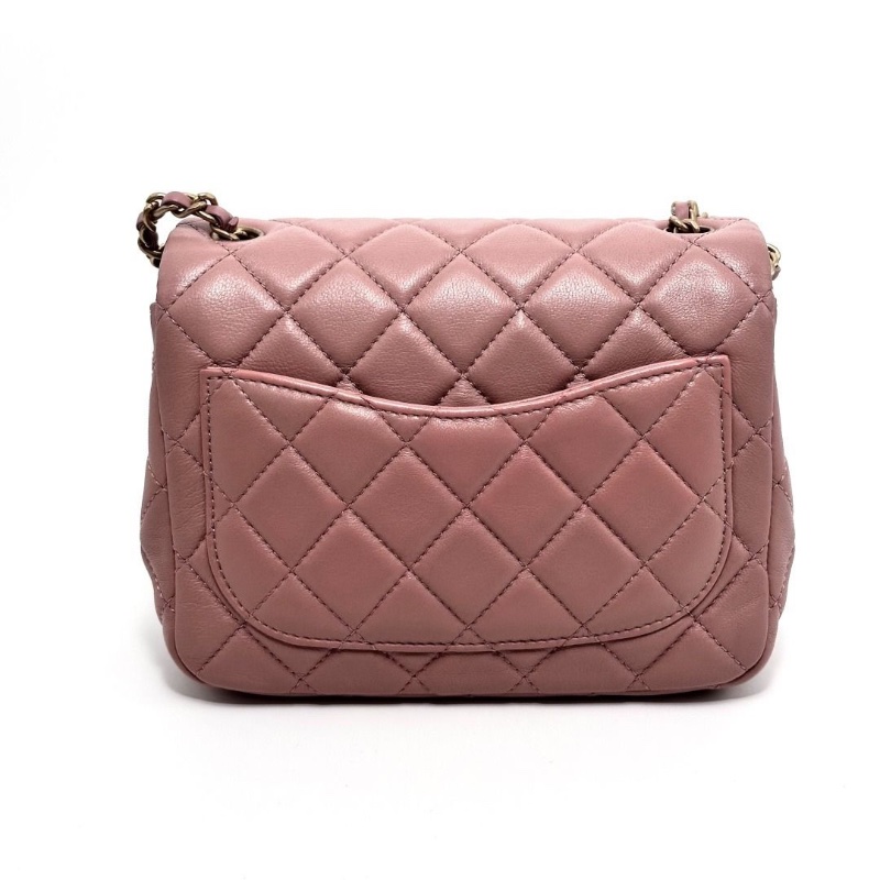 CHANEL 乾枯玫瑰粉金金球方胖子肩背斜背包17*12*7 9新 配件塵袋-3