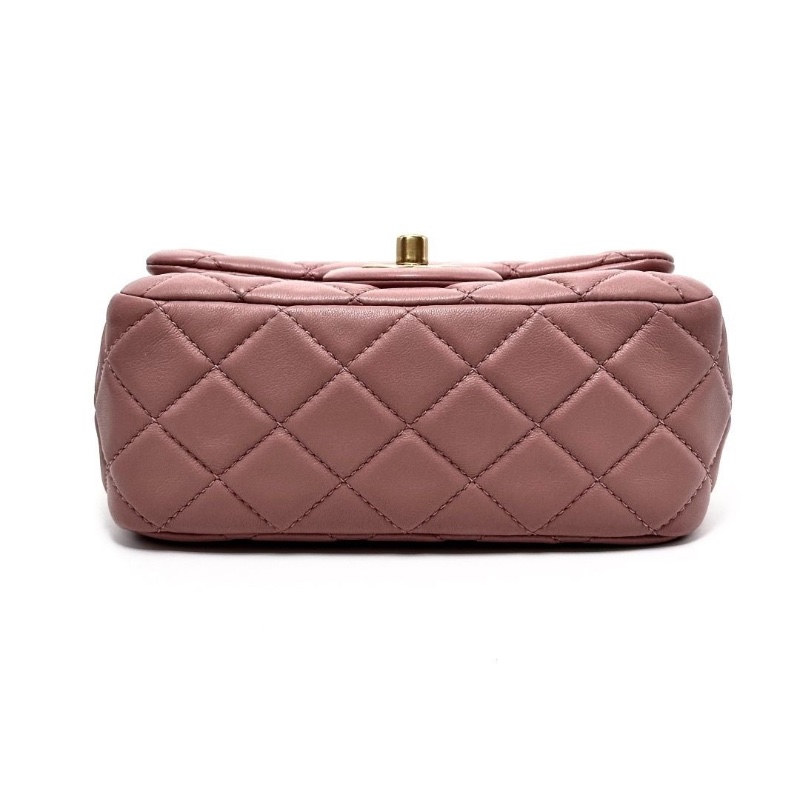CHANEL 乾枯玫瑰粉金金球方胖子肩背斜背包17*12*7 9新 配件塵袋-4