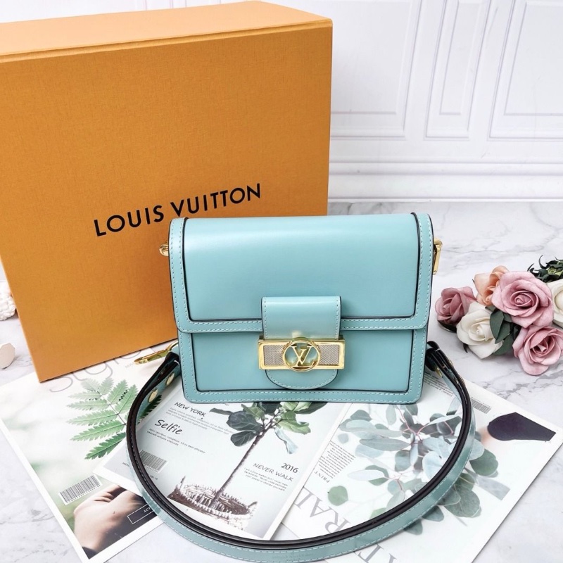 LV DAUPHINE 藍色肩背包20×15×8cm 9新 配件塵袋-1