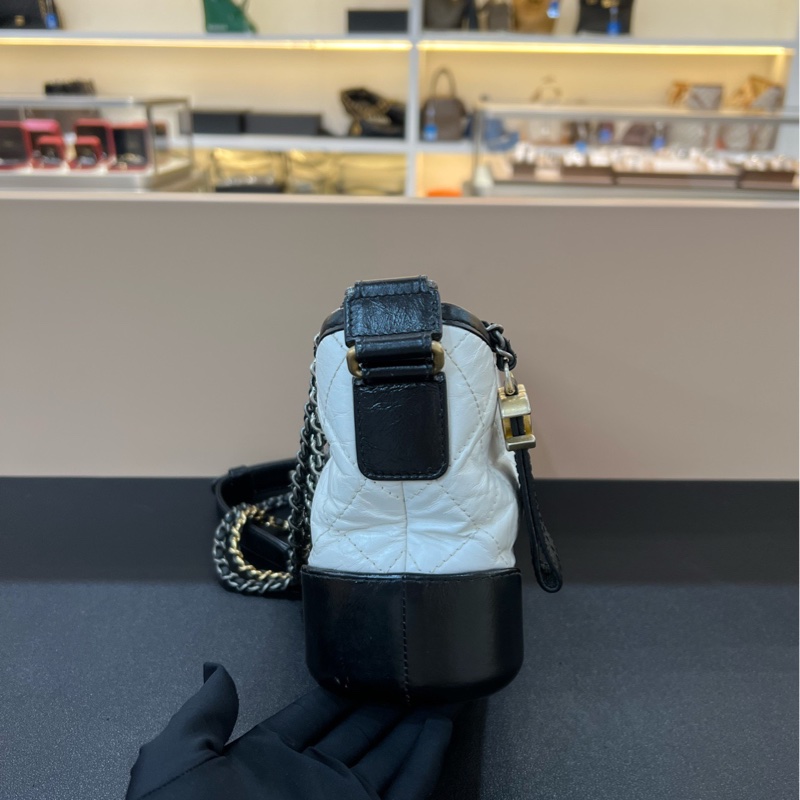 Chanel香奈兒流浪包小號黑金配色鏈條包單肩斜挎包-2