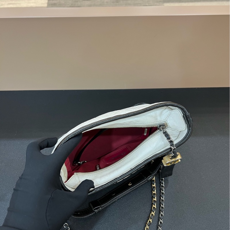 Chanel香奈兒流浪包小號黑金配色鏈條包單肩斜挎包-9
