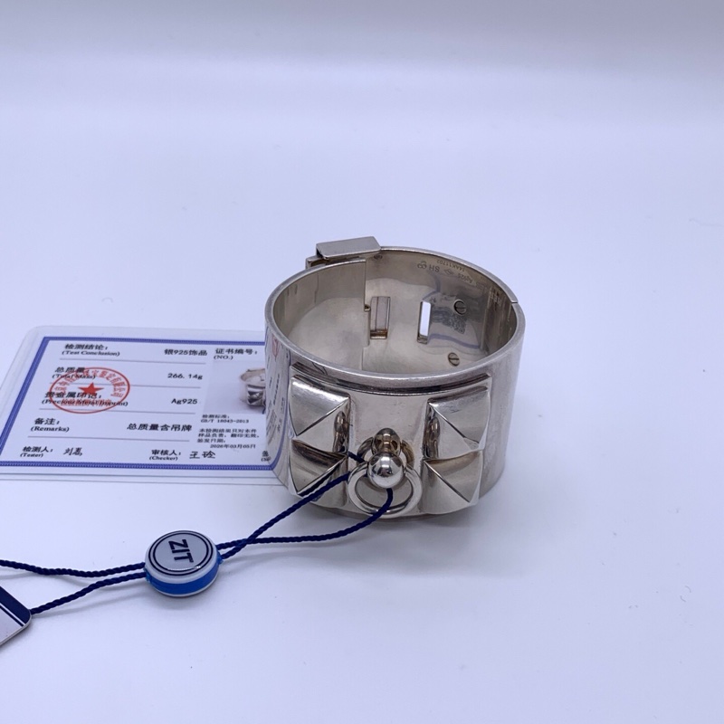 Hermes愛馬仕 品牌Logo 銀手鐲 男女同款情侶款 材質 Ag925-3