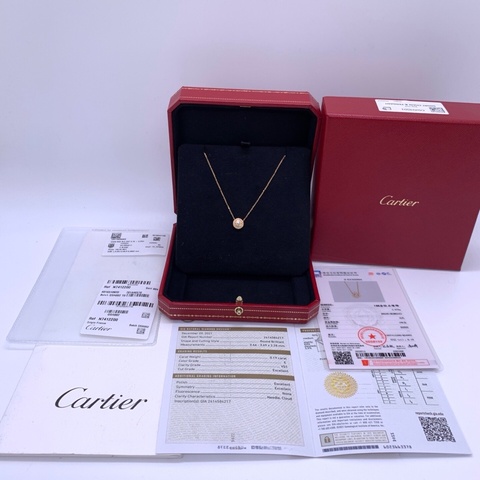 cartier卡地亞 飛碟 外圈密鑲鑽項鍊 玫瑰金
