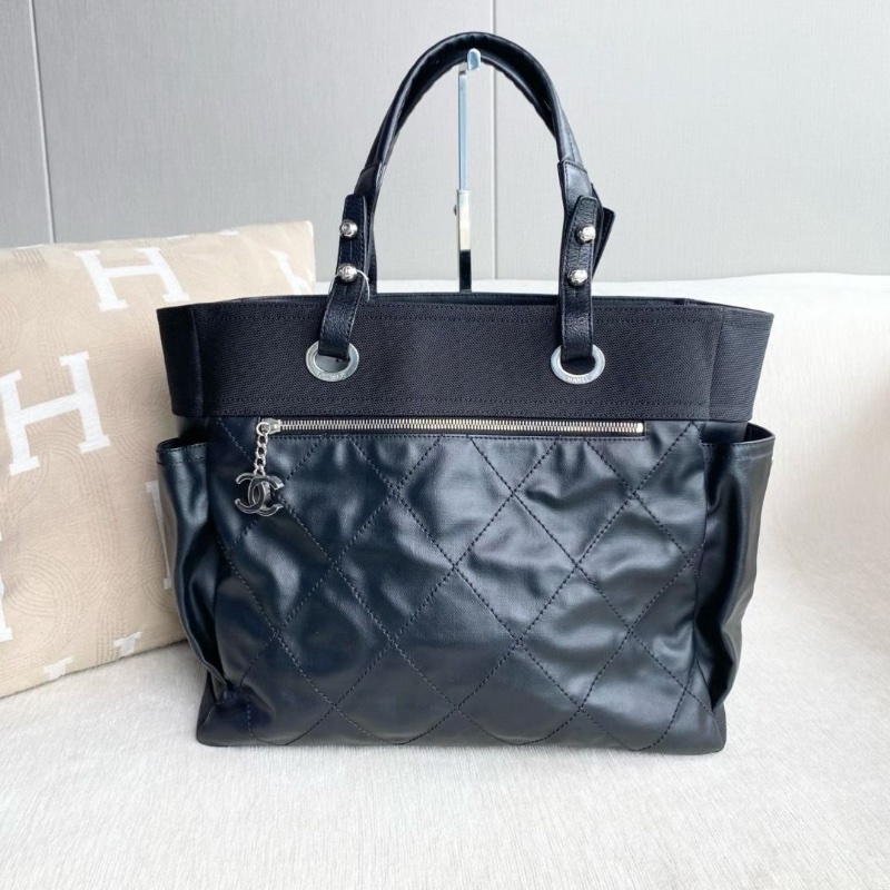 Chanel 黑銀tote 帆布拼皮 35*30*14 9新 配件塵袋-2