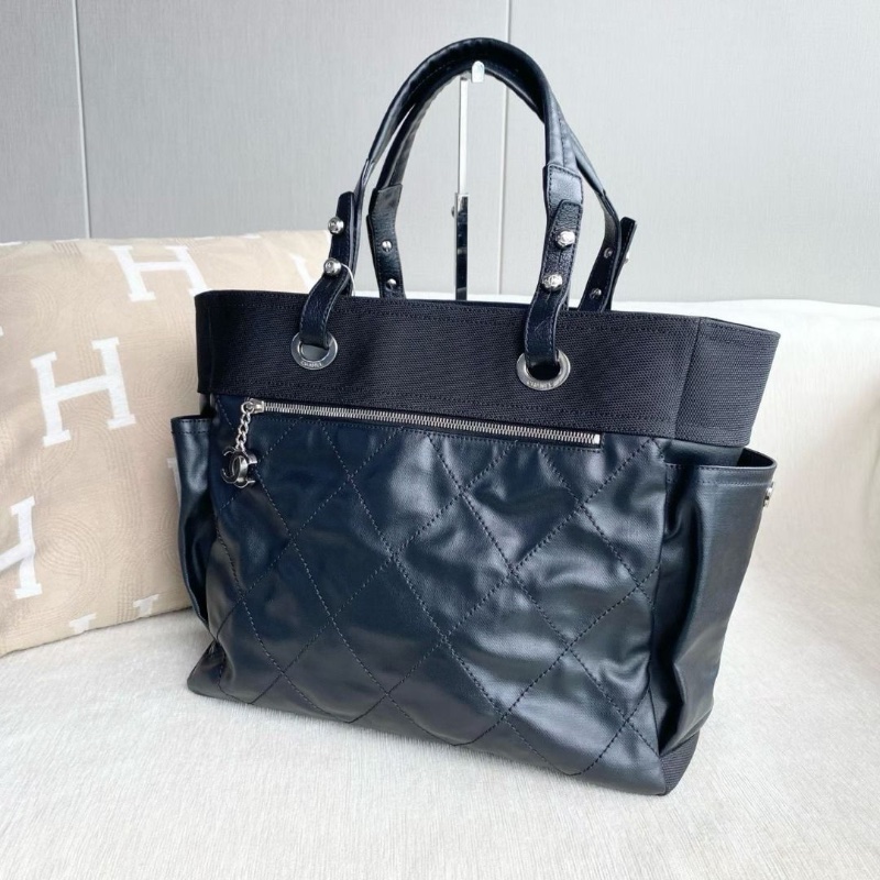 Chanel 黑銀tote 帆布拼皮 35*30*14 9新 配件塵袋-3