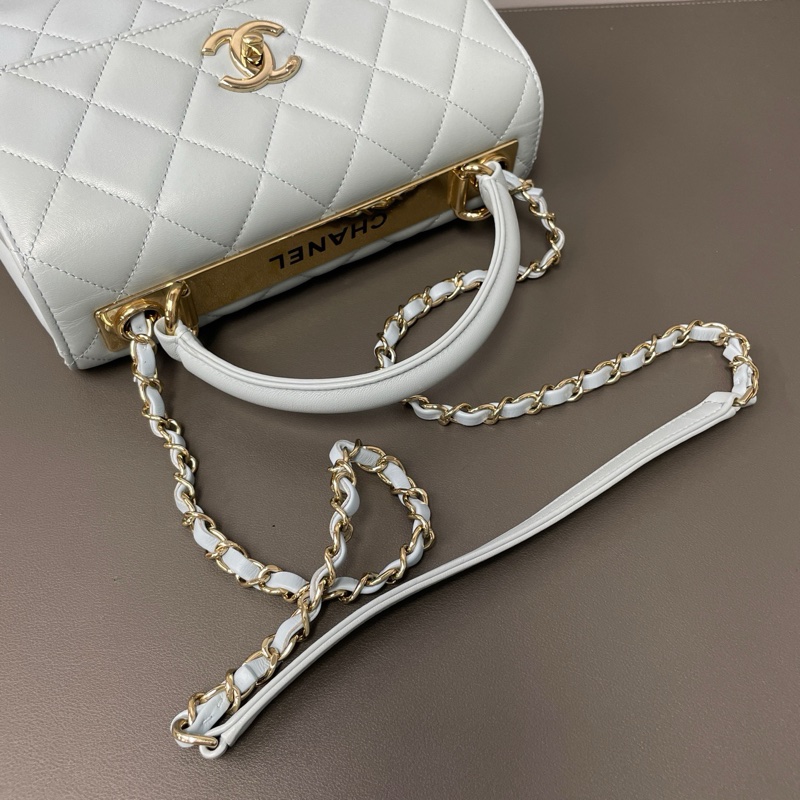 99🆕✨正品💙Chanel/香奈兒 芯片款 菱格紋 經典款 Trendy CC藍色羊皮 金扣 鏈條包手提包斜背包 日常通勤、出門都很實用-5