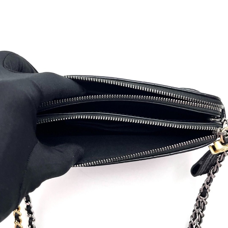 CHANEL 黑金鱷魚壓紋mini流浪肩背斜背包18*11*5.5 9新 配件盒子 塵袋-3