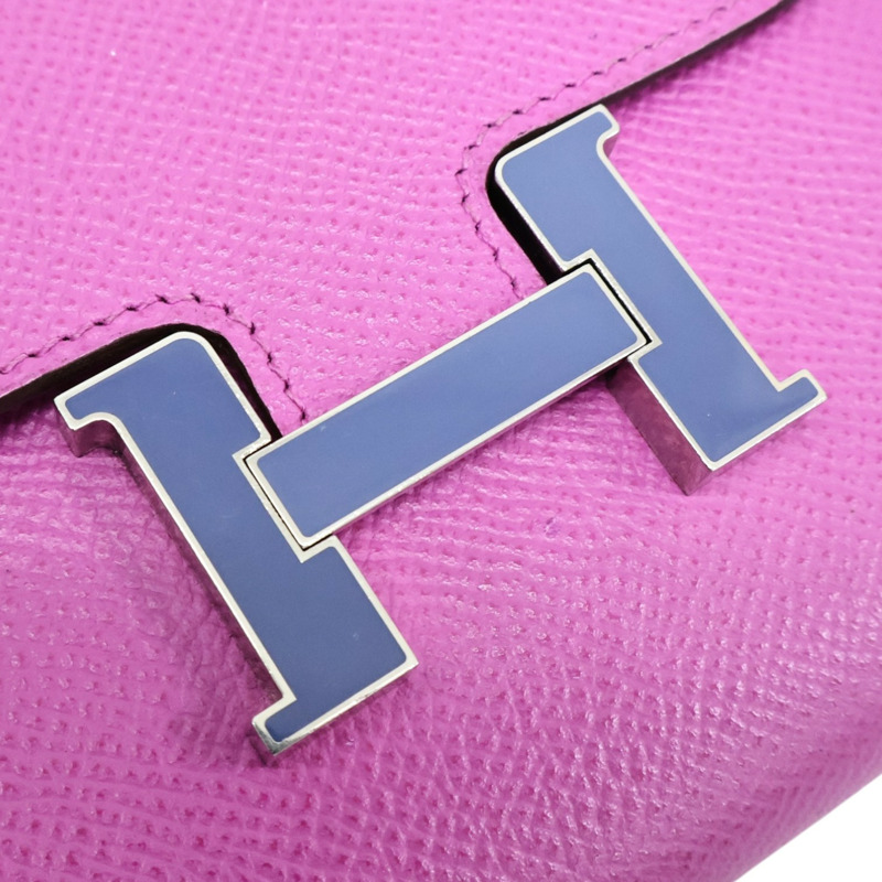 玉蘭紫色 Epsom牛皮 Constance Compact 兩折 中夾 C刻【HERMES 愛馬仕】-9