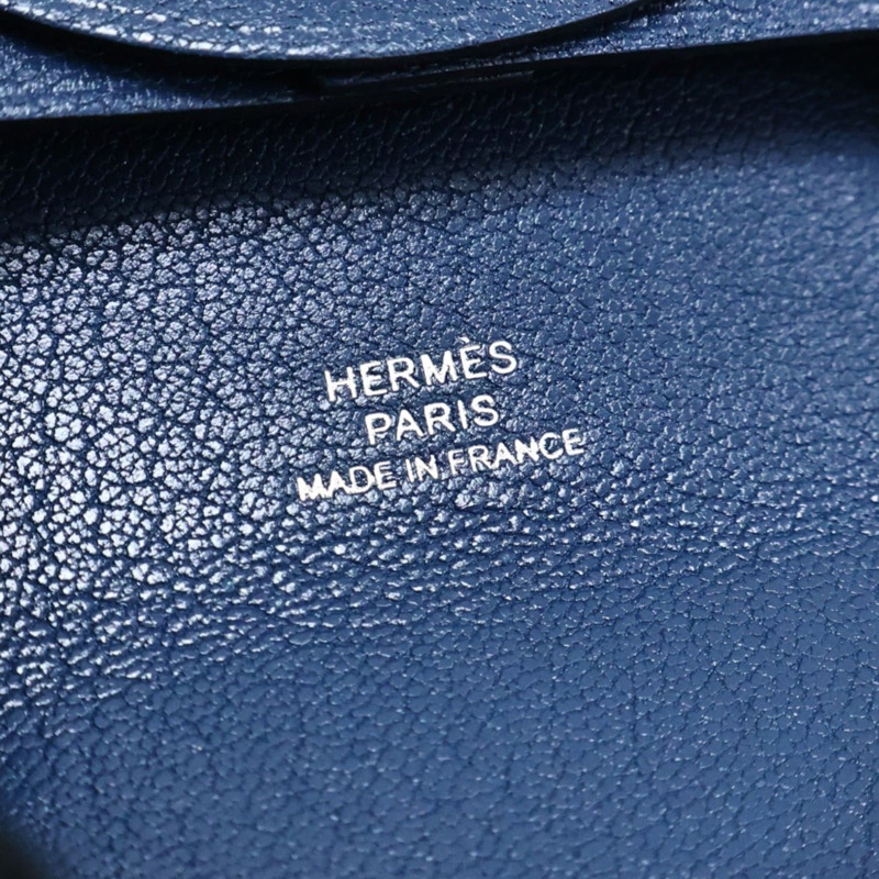 藍色羊皮 Bastia 扣式 零錢包 U刻【HERMES 愛馬仕】-3