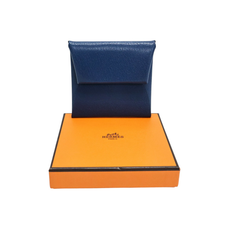 藍色羊皮 Bastia 扣式 零錢包 U刻【HERMES 愛馬仕】-7