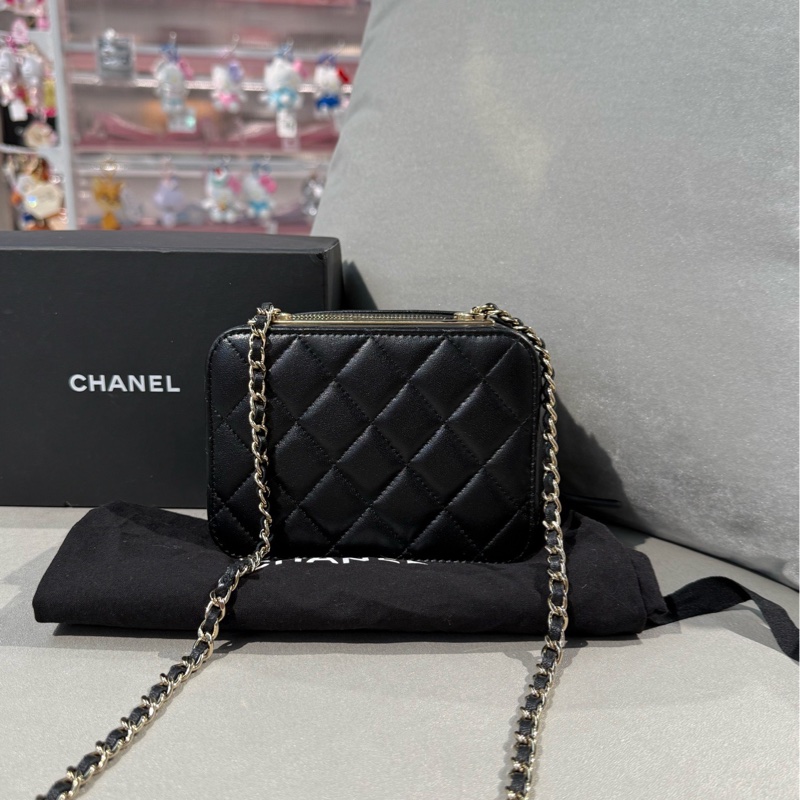 chanel香奈兒黑金羊皮trendy系列相機包斜挎包 22年芯片-1