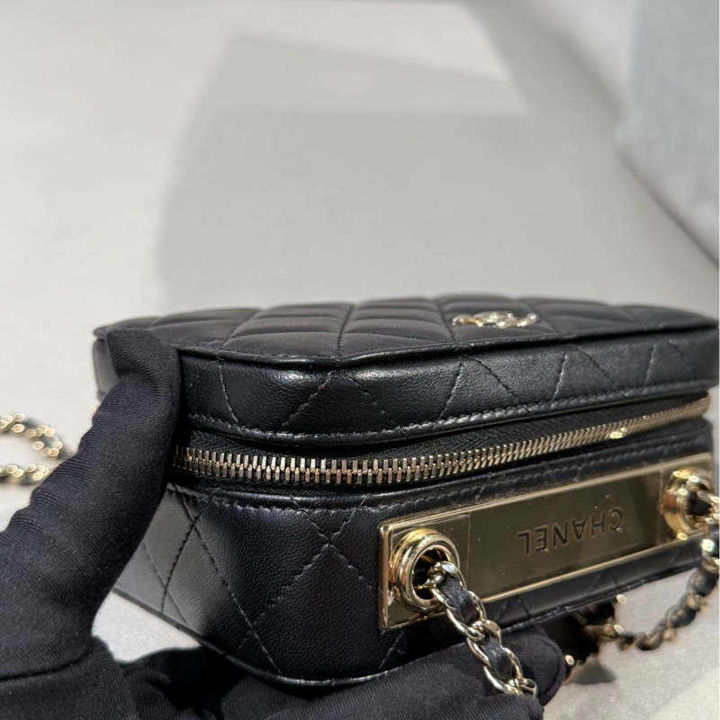 chanel香奈兒黑金羊皮trendy系列相機包斜挎包 22年芯片-7
