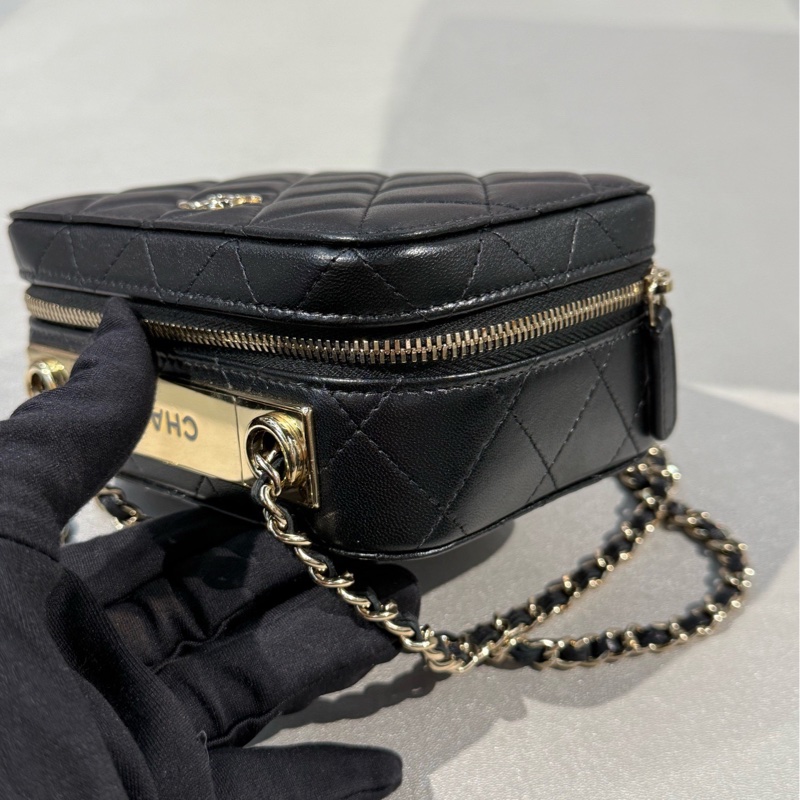 chanel香奈兒黑金羊皮trendy系列相機包斜挎包 22年芯片-8