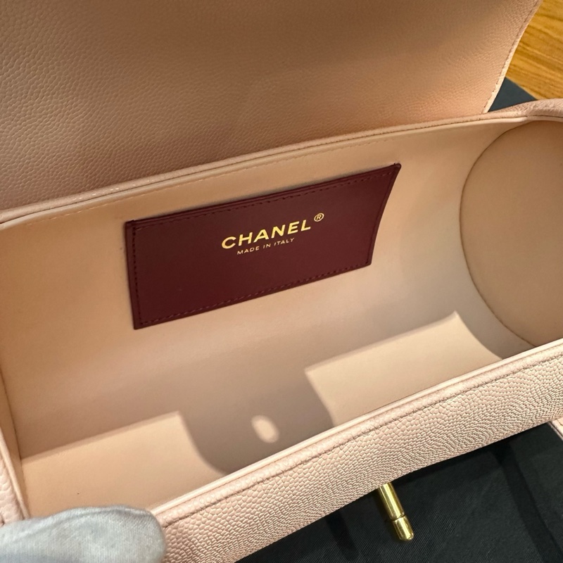 ✨閒置新🆕Chanel香奈兒 26P 圓筒包單肩包 淺粉色💖荔枝紋牛皮 金扣✅正品-7