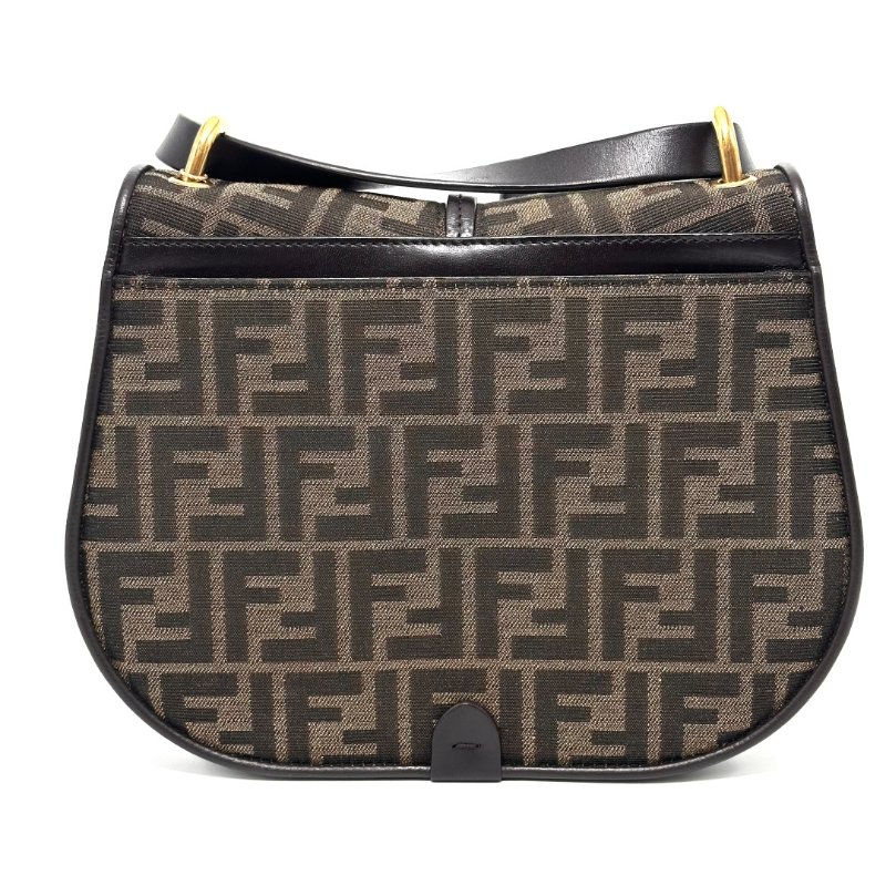 FENDI 經典老花金扣肩背斜背郵差包 25*19*8 98新配件塵袋-5