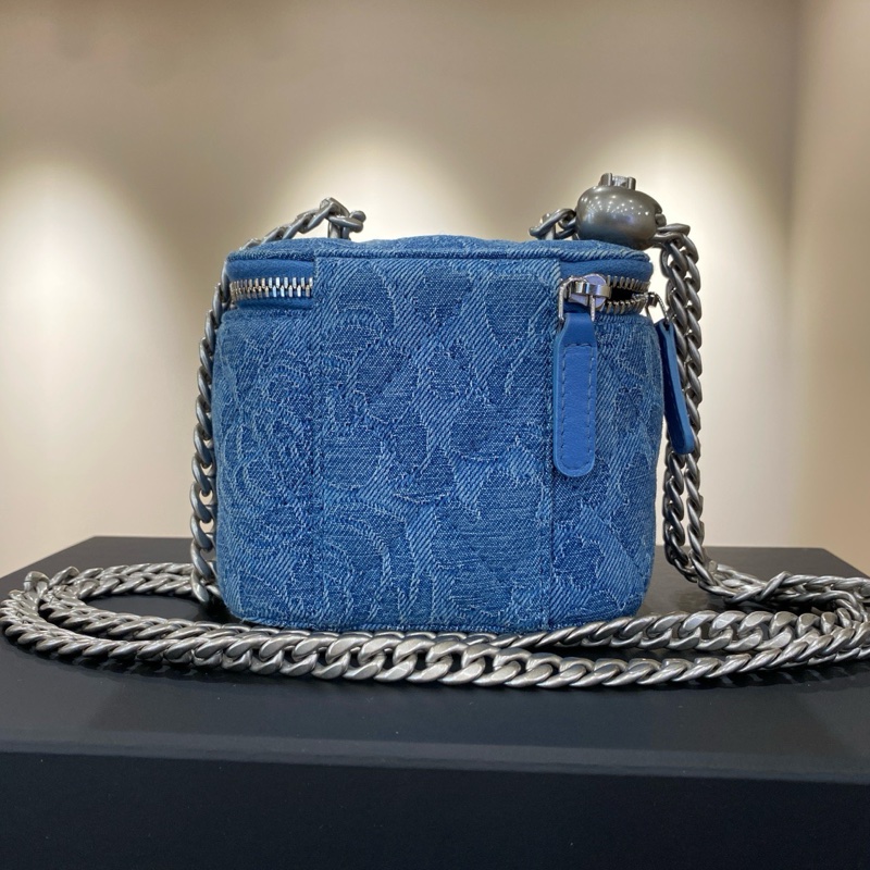 ✨99新🆕Chanel 香奈兒23P春夏 愛心球牛仔丹寧小盒子包斜背包 銀扣💙藍色 ✅正品-2
