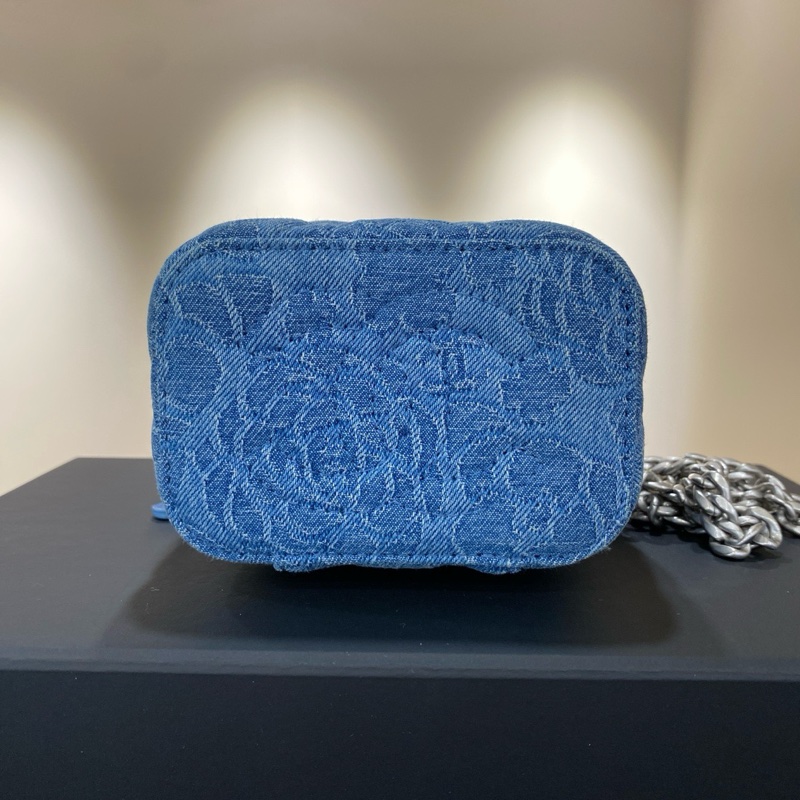 ✨99新🆕Chanel 香奈兒23P春夏 愛心球牛仔丹寧小盒子包斜背包 銀扣💙藍色 ✅正品-4