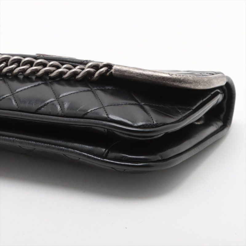 S29 Chanel 經典菱格衍縫油蠟小牛皮釕色金屬雙鏈條單肩側斜背單翻蓋包-2
