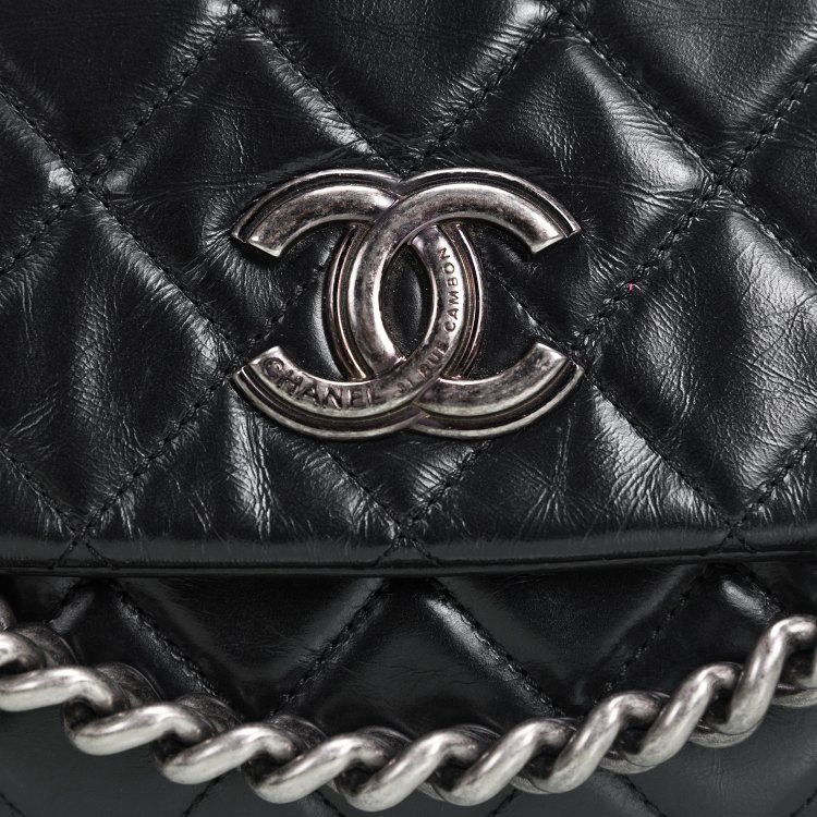S29 Chanel 經典菱格衍縫油蠟小牛皮釕色金屬雙鏈條單肩側斜背單翻蓋包-20