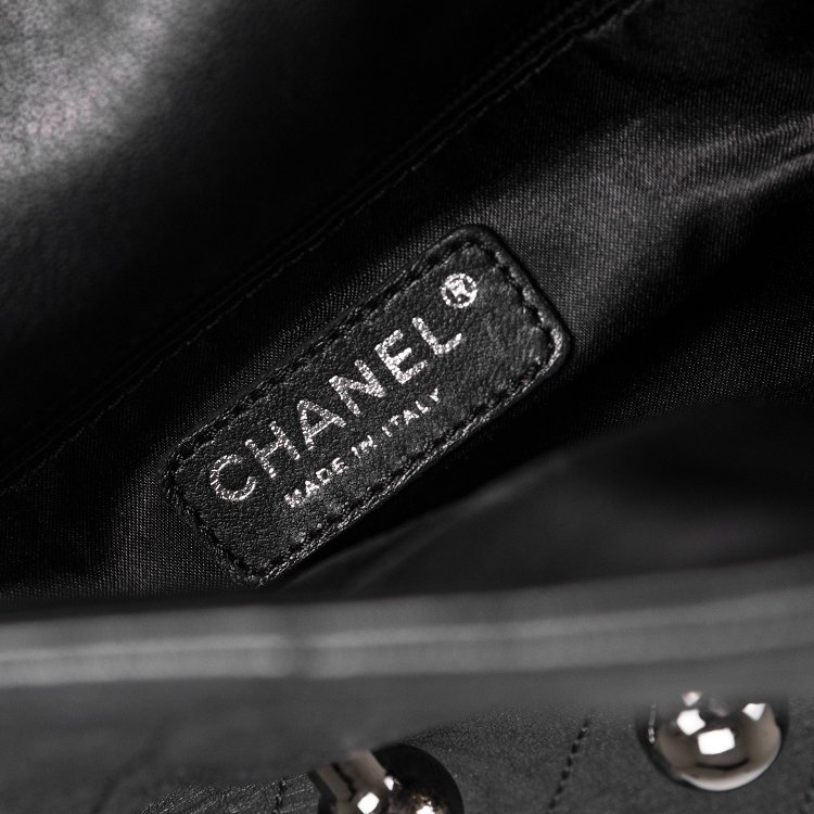 S28 Chanel 小羊皮銀標麻花鏈條豬鼻子金屬扣Hobo單肩包-8
